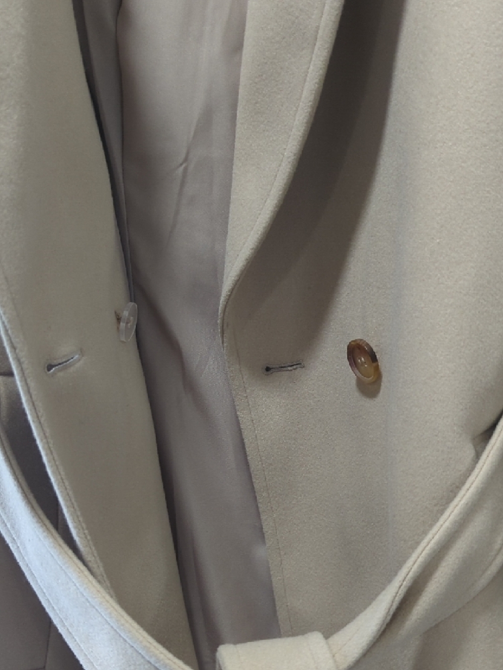 LOFT Light Beige Double Breasted Belted Pea Coat Size Small - Picture 12 of 13
